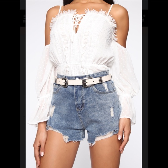 Fashion Nova Accessories - White Double Buckle belt